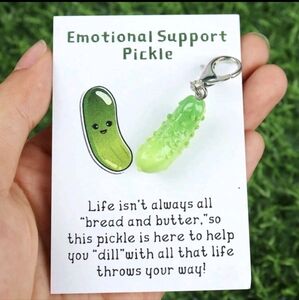 1 Emotional Support Pickle Zipper Pull/Keychain Charm